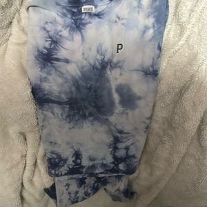 Blue tye dye Pink Victoria’s Secret crew neck